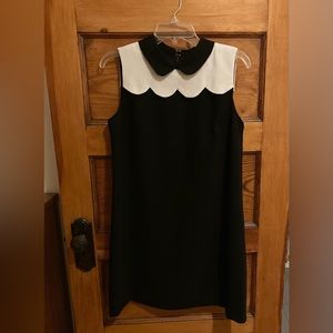 CeCe Black & White Mod Cocktail Dress Scalloped Trim Peter Pan Collar NWOT Sz 6